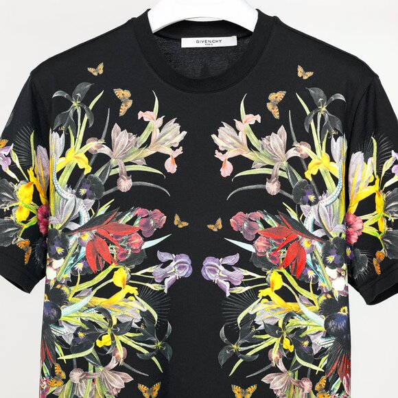 Givenchy Black Multi Flowers Printed Cotton Jersey T-Shirt - Picture 4 of 8